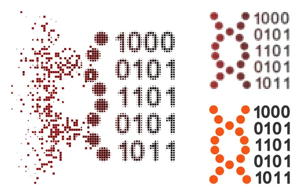 Gebrochenes Pixel-Halbton-DNA-Code-Symbol — Stockvektor