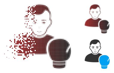 Çözünmüş piksel yarı ton boks sporcu simgesi