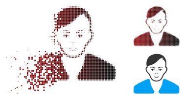 Toz piksel yarı ton adam simgesi