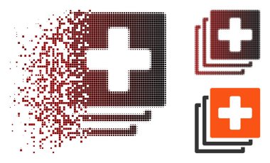 Parçalanmış piksel yarı ton tıbbi belgeler simgesini