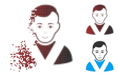 Parçalanmış piksel yarı ton adam simgesi ödüllendirildi