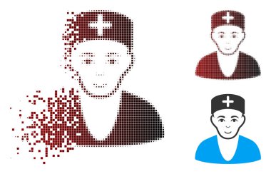 Parçalanmış piksel yarı ton Doktor simgesi