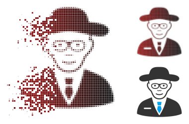 Piksel yarı ton bilim adamı simgesi dağılmakta