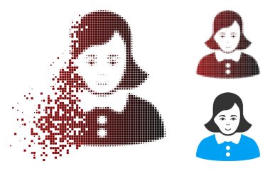 Toz piksel yarı ton kadın simgesi