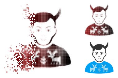 Piksel yarı ton geyikler kazak boynuzlu koca simgesi dağılmakta