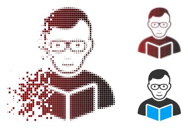 Dağınık piksel yarı ton okuyucu öğrenci simgesi