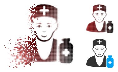 Piksel yarı ton eczacı Doktor simgesi dağılmakta