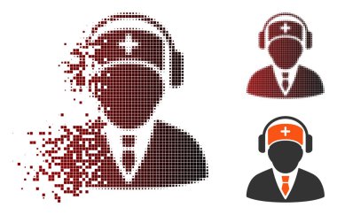 Ayrıştırılmış piksel yarı ton tıbbi çağrı merkezi simgesini