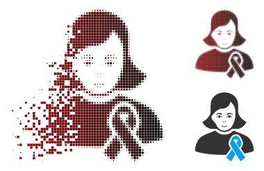 Toz piksel yarı ton kızla sempati kurdele simgesi