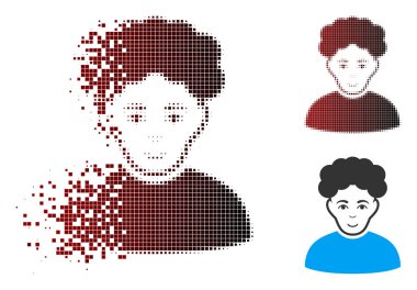 Toz piksel yarı ton Brunet adam simgesi