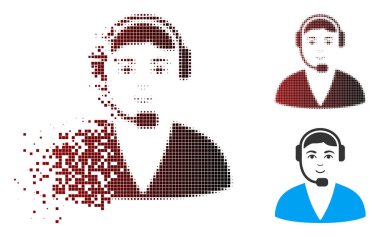 Dağınık piksel yarı ton çağrı merkezi operatörü simgesi