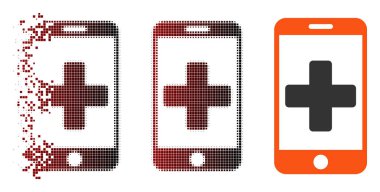 Kaybolan piksel yarı ton mobil Tıbbi yardım simgesi