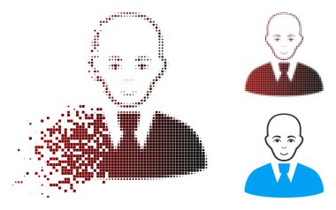 Hareketli piksel yarı ton kel katip simgesi