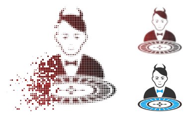 Toz piksel yarı ton şeytan rulet satıcı simgesi