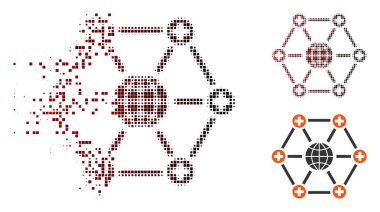 Piksel yarı ton genel tıbbi ağ simgesini çözünmüş
