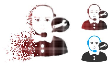 Parçalanmış piksel noktalı resim servis merkezi Bayan işleç simgesi