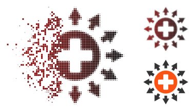 Ayrıştırılmış piksel yarı ton Eczane dağıtım simgesi