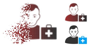 Kırık piksel noktalı resim ilk yardım adam simgesi