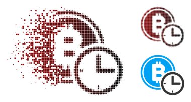 Hareketli piksel noktalı resim Bitcoin kredi saat simgesini