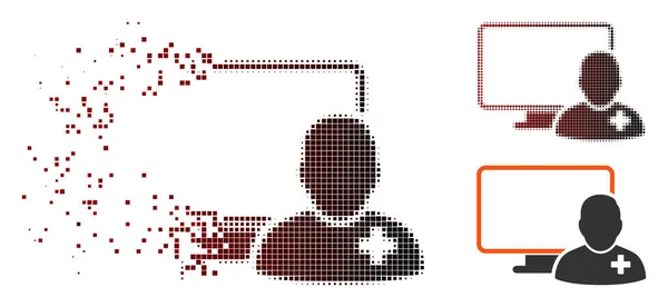 Σκόνη Pixel απόχρωσης του γκρι σε απευθείας σύνδεση γιατρός εικονίδιο — Διανυσματικό Αρχείο