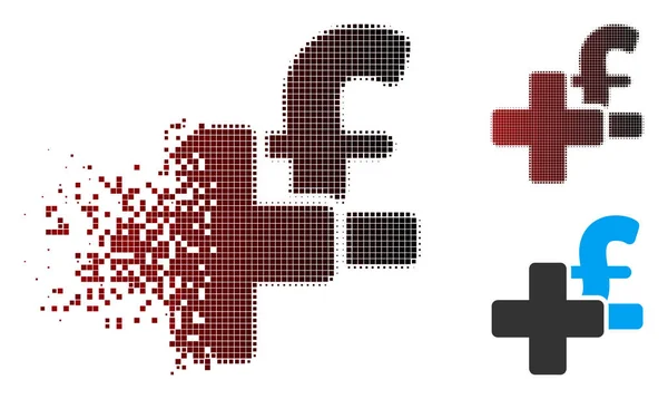 Zerfetzte Pixelhälfte hinzufügen Pfund-Symbol — Stockvektor