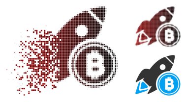 Kaybolan piksel noktalı resim Bitcoin roket simgesi