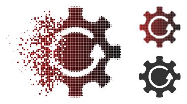 Vektör cog döndürme yönünü simgesi çözünmüş, noktalı yarım ton ve hasarsız tüm sürümleri. Dikdörtgen parçacıklar ve siyah kırmızı üzerinden yatay bir gradyan yok olan etkisi kullanır.