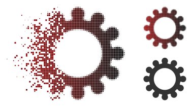 Piksel yarı ton Cog simgesi kırık
