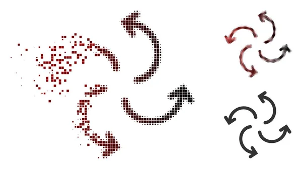 Desapareciendo Pixel Halftone Cyclone Arrows Icono — Archivo Imágenes Vectoriales