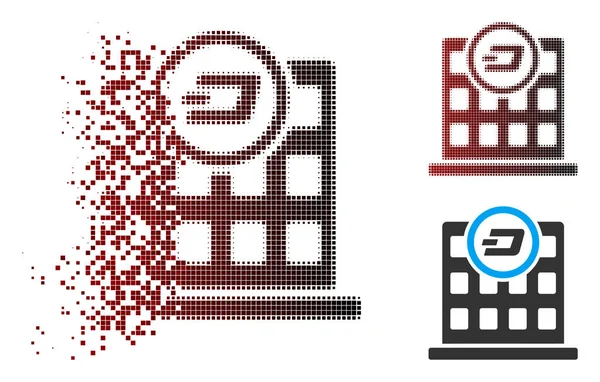 Funkeln Pixel halftone Strich Unternehmen Gebäude-Symbol — Stockvektor