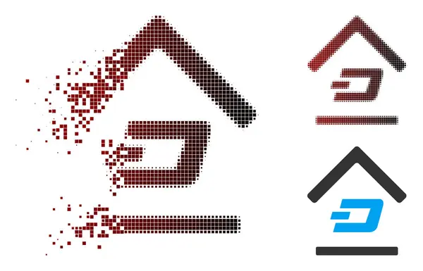 Icono fracturado Pixel Halftone Dash Garage — Vector de stock