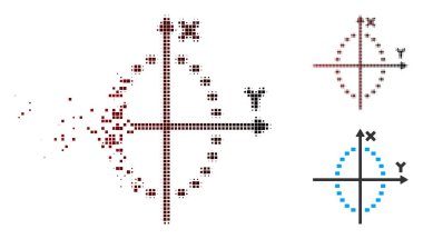 Piksel yarı ton dağılmakta noktalı elips çizim simgesi