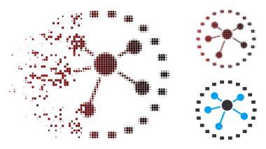 Piksel yarı ton eriterek noktalı bağlantılar diyagram simgesi