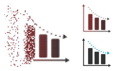 Negatif eğilim simgesi noktalı piksel yarı ton çözünmüş