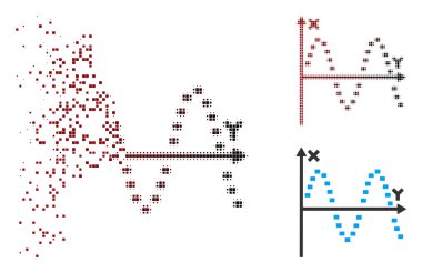 Işıltı piksel yarı ton sinüs Arsa simgesi noktalı