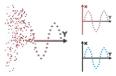 Rendelenmiş piksel noktalı resim Sinusoid Arsa simgesi noktalı