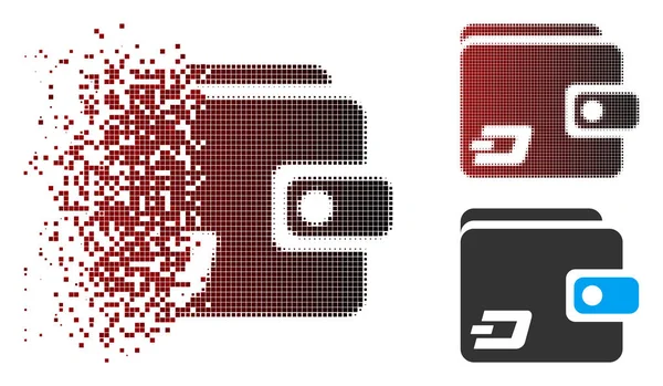 Bewegliches Pixel-Halfone-Dash-Portemonnaie-Symbol — Stockvektor