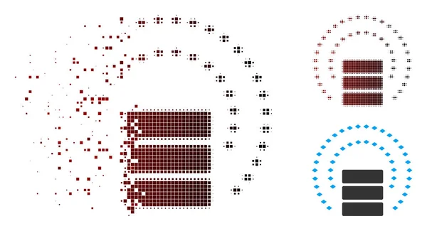 Beschädigtes Pixel-Halbton-Datenbank-Kugelschild-Symbol — Stockvektor