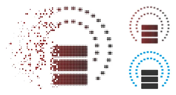Aufgelöste Pixel Halbton Datenbank Sphere Shield Ikone — Stockvektor