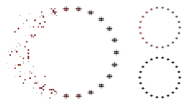Icona circolare punteggiata mezzitoni pixel polvere — Vettoriale Stock