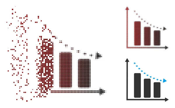 Pixel dissolvido meio-tom pontilhado ícone de tendência negativa —  Vetores de Stock