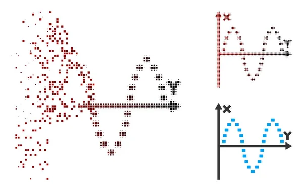 Félárnyék lebomlott Pixel pontozott Sinusoid telek ikon — Stock Vector