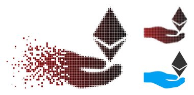 Toz piksel noktalı resim Ethereum teklif el simgesi