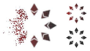 Ayrıştırılmış piksel noktalı resim Ethereum radyal simgesi