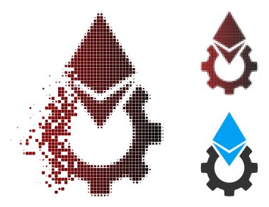 Dağınık piksel noktalı resim Ethereum araçlar dişli simgesini