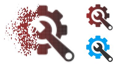 Ayrıştırılmış piksel yarı ton Dişli ve Wrench kutsal kişilerin resmi