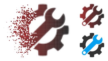 Kırık piksel yarı ton Dişli ve anahtar seçenekleri simgesi