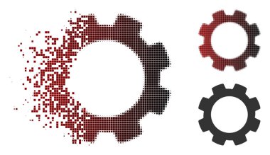 Ayrıştırılmış piksel yarı ton dişli simgesini