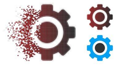 Toz piksel yarı ton dişli simgesini