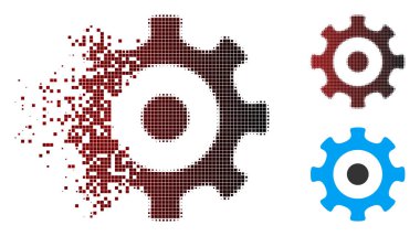 Hasarlı piksel yarı ton dişli simgesini